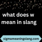 what does w mean in slang