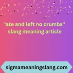 "ate and left no crumbs" slang meaning article